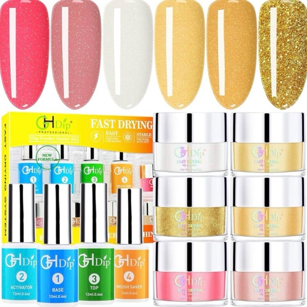 Dip Powder Nail Kit Acrylic Nail Dip Powder Kit G6404(shimmer gold)